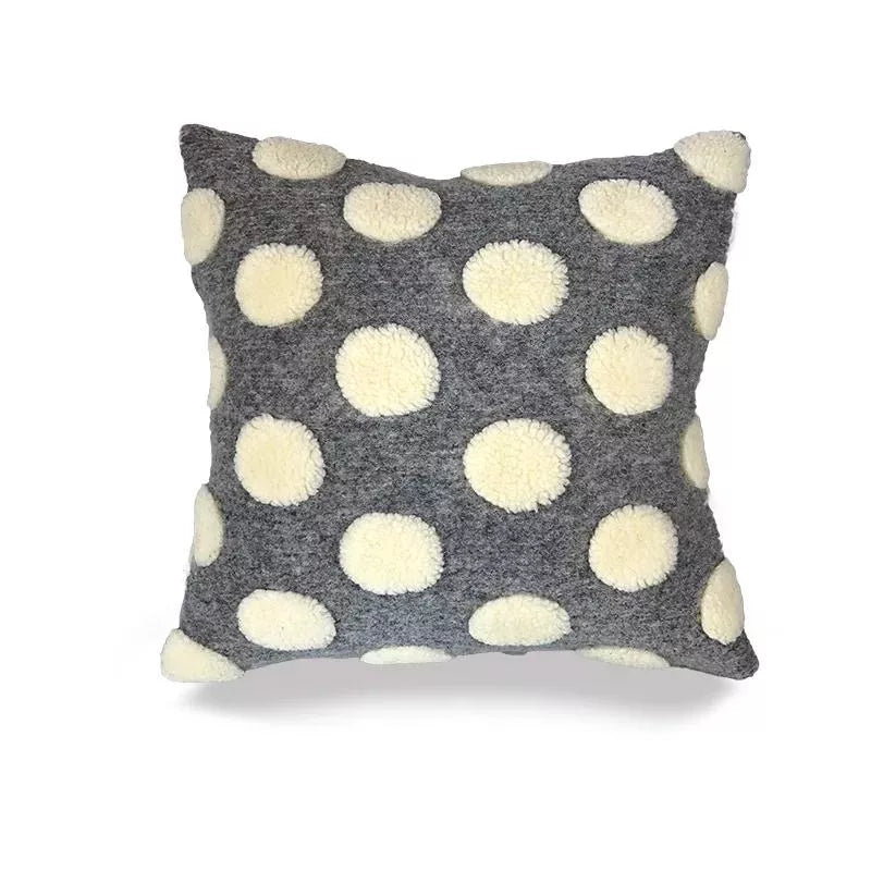 Plush Dot Geometric Throw Pillow Cover 18×18″ for Sofa & Home Decor