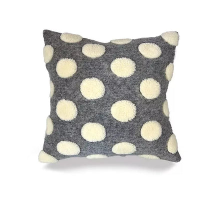 Plush Dot Geometric Throw Pillow Cover 18×18″ for Sofa & Home Decor