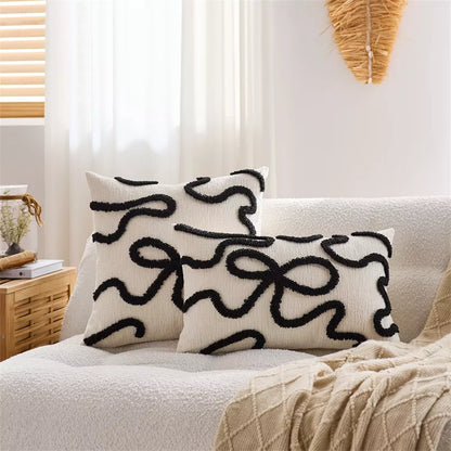 Modern Stripe Tufted Velvet Throw Pillow Cover – 12×20 / 18×18 Inch