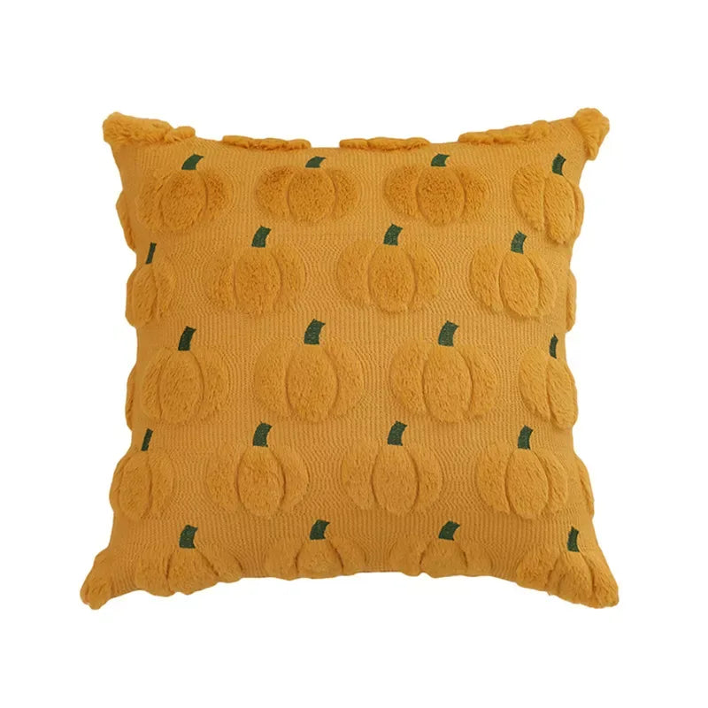 Autumn Pumpkin Orange Quilted Throw Pillow Cover 18×18 Inch – Cozy Fall Decor - DSARD