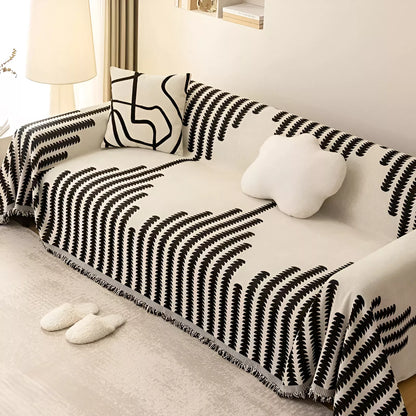 Thick Chenille Stripe Sofa Blanket – Soft, Breathable, Non-Slip Throw for Home & Office