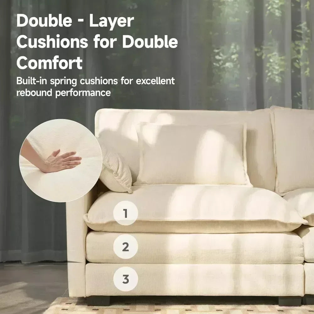 112″ L-Shaped Convertible Sectional Sofa with Storage & Removable Cushions - DSARD - DSARD