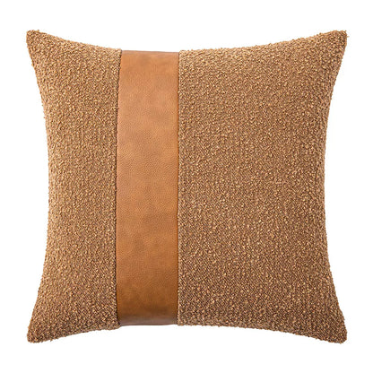 Faux Leather and Boucle Decorative Pillow Cover – Modern Textured Accent