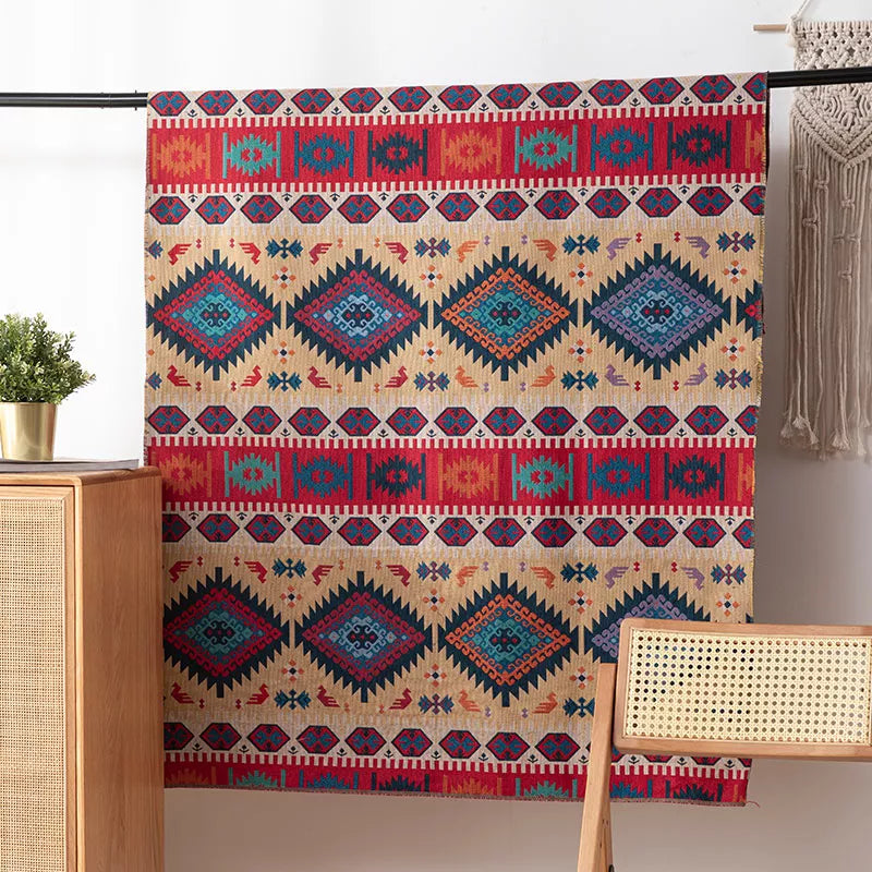 Boho Jacquard Fabric Cloth – Ethnic Style Curtain, Tablecloth & Sofa Cover (59x39in)