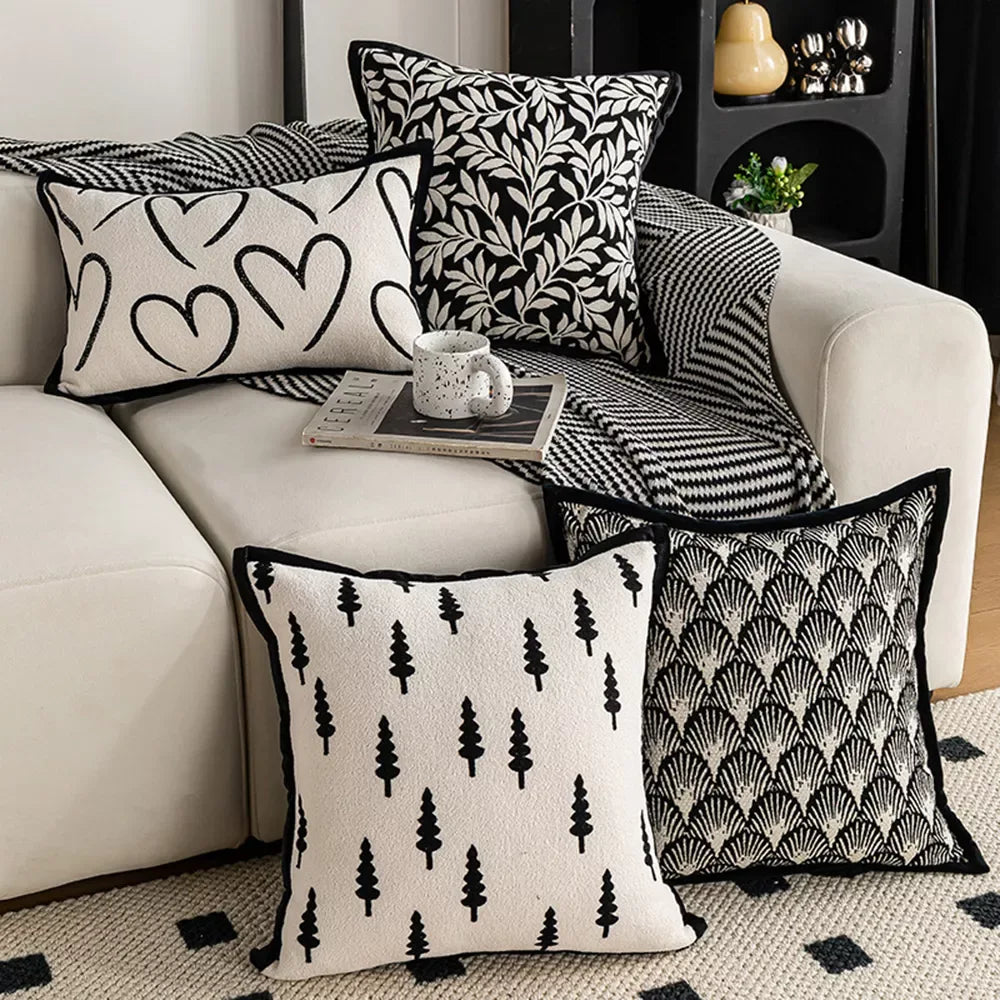 Chic Black & White Throw Pillowcase – Stylish Home Decor - DSARD
