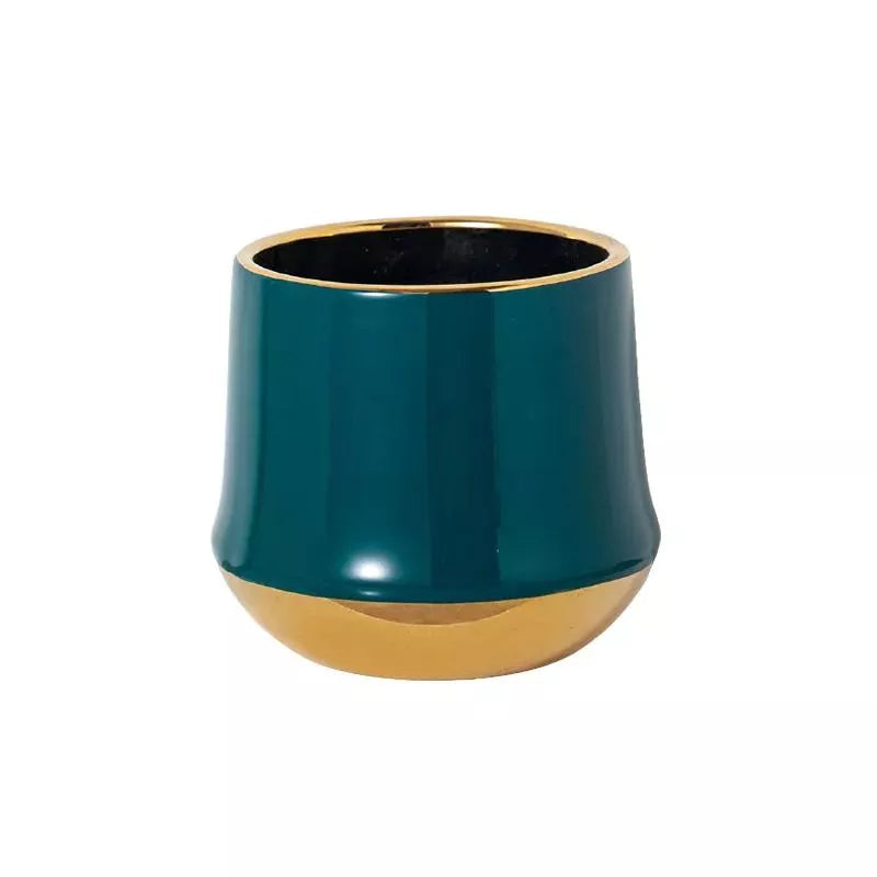 Electroplated Golden Ceramic Flower Pot