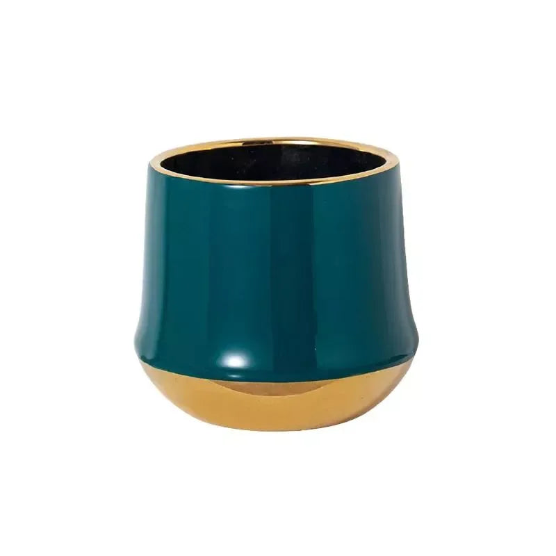 Electroplated Golden Ceramic Flower Pot - DSARD