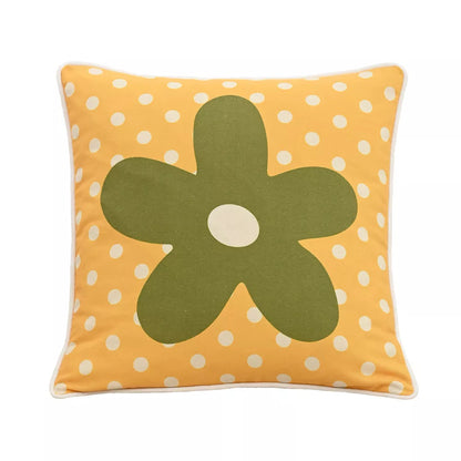 Sweet Polka Dot & Floral Cushion Cover 18×18 Inch Cotton Linen