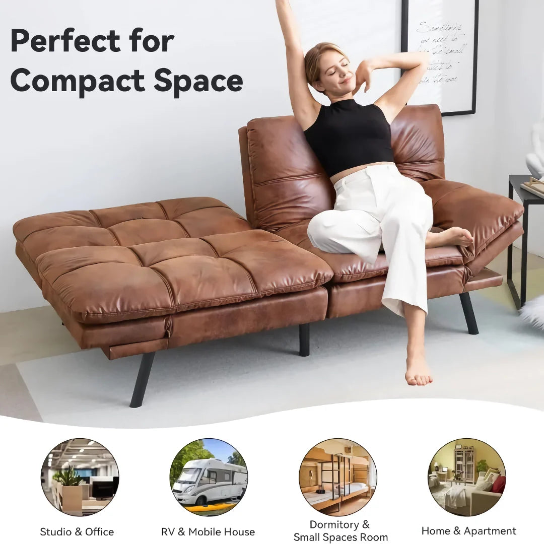 Luxury Memory Foam Loveseat Sofa Bed – Convertible Euro Lounger for Compact Spaces - DSARD