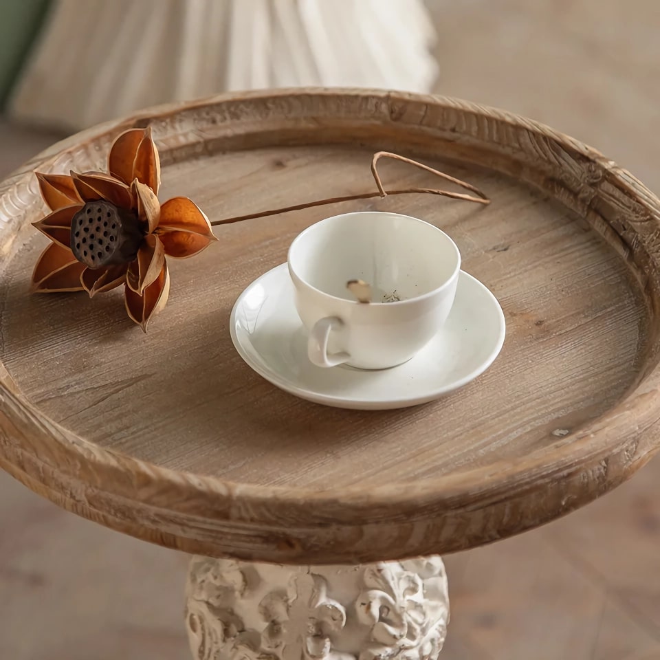 French Vintage Solid Wood Oval Coffee Table - DSARD