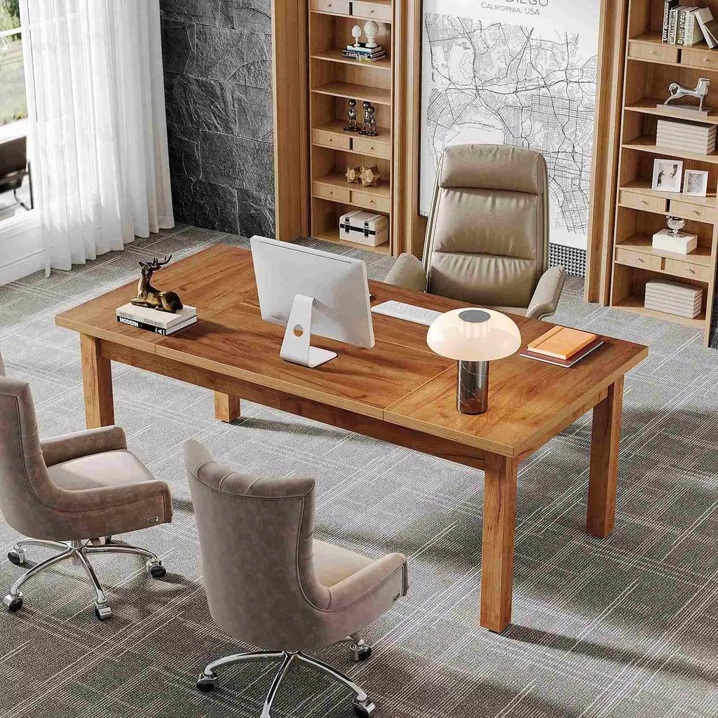 70 Inch Large Wood Farmhouse Office Desk - DSARD - DSARD