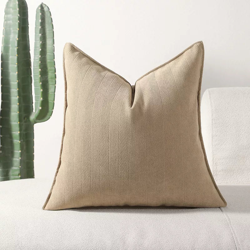 Soft Chenille Herringbone Throw Pillow Cover – Solid Color Decorative Cushion Case