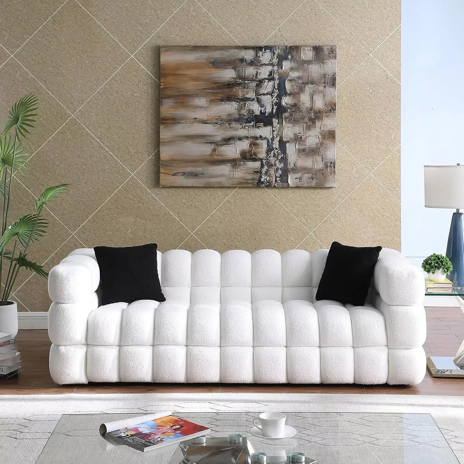 84″ Sherpa Boucle Deep Seat Sofa Couch - DSARD - DSARD