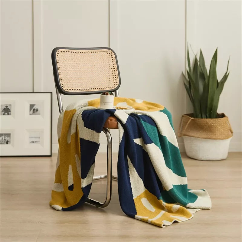 Soft Cotton Leaves Green and Orange Throw Blanke