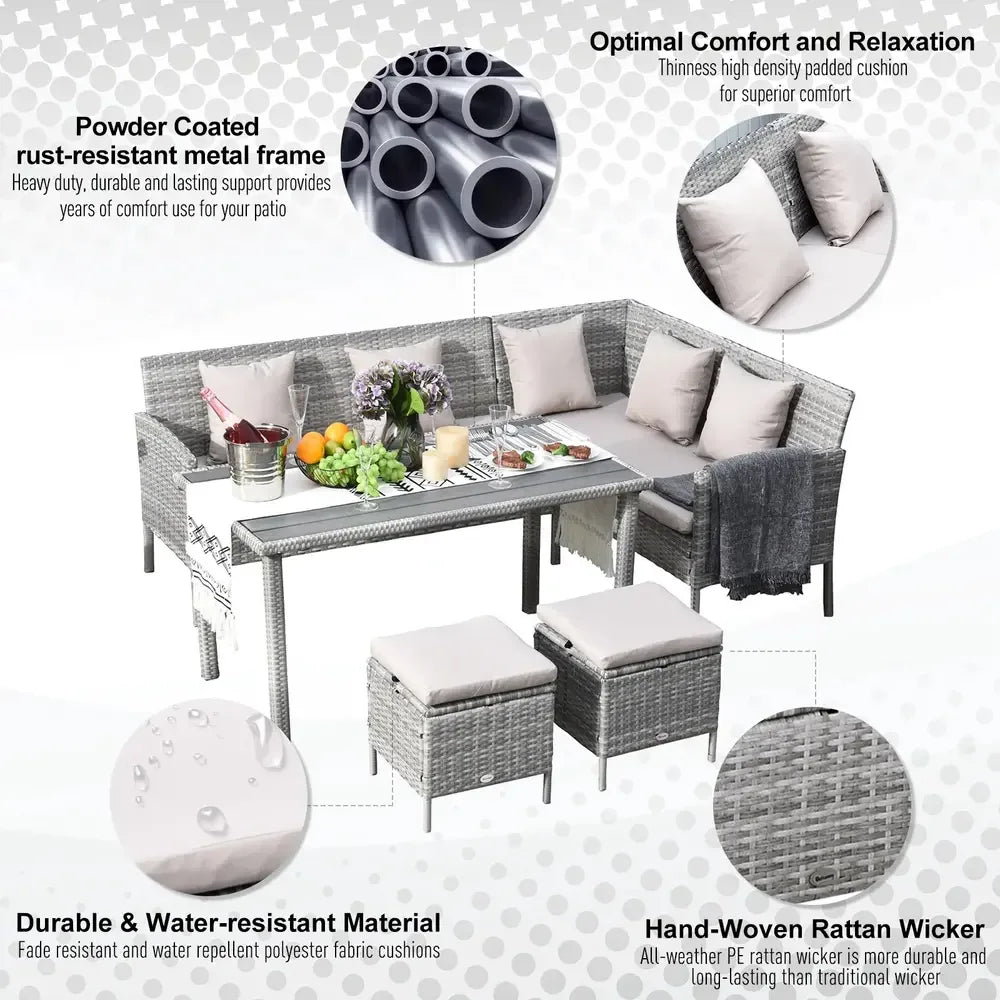 5-Piece Outdoor L-Shaped Sectional Sofa Set - DSARD - DSARD