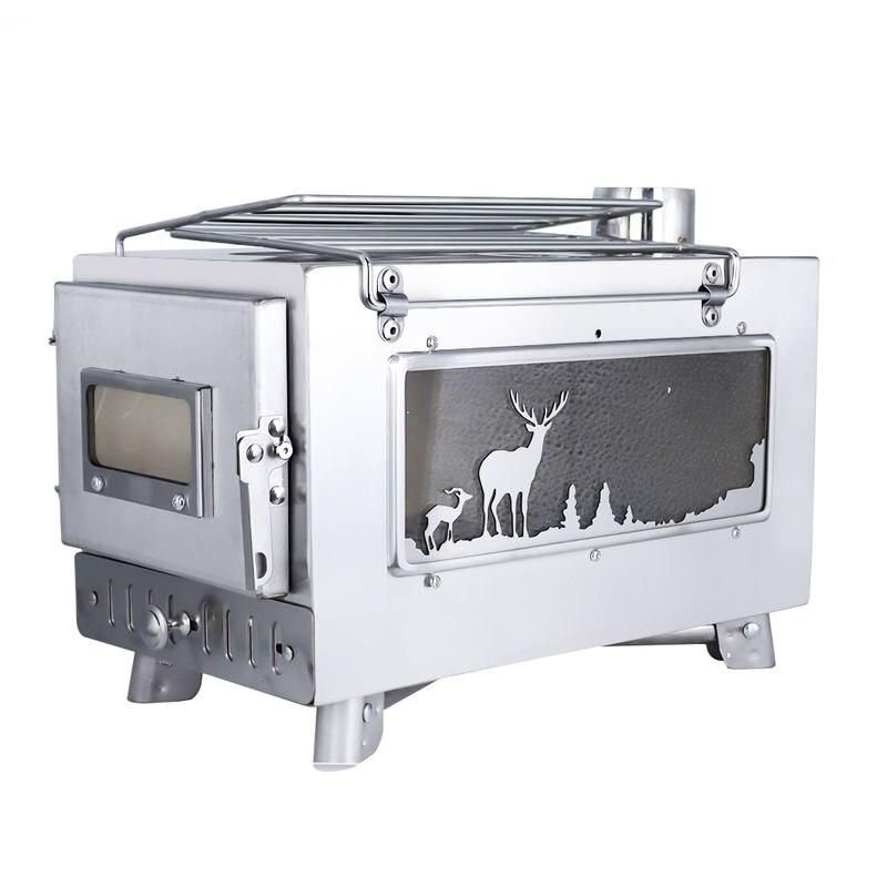 DSARD Portable Stainless Steel Fire Wood Stove for Camping, Cooking, and Heating