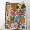 Floral Pattern Thread Blanket – Portable Tapestry Sofa Cover & Picnic Mat