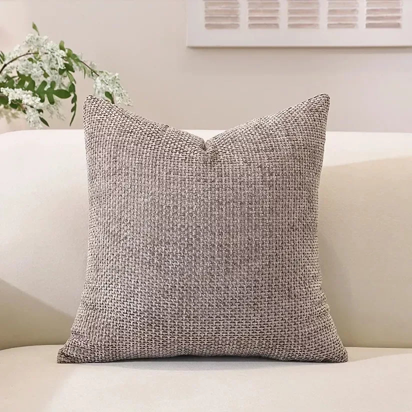 Easy-Clean Modern Solid Color Chenille Sofa Cushion Cover – Plush Square Pillowcase - DSARD