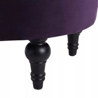 Lux Tufted Round Ottoman with Nailhead Trim, Purple Velvet, 25-Inch - DSARD