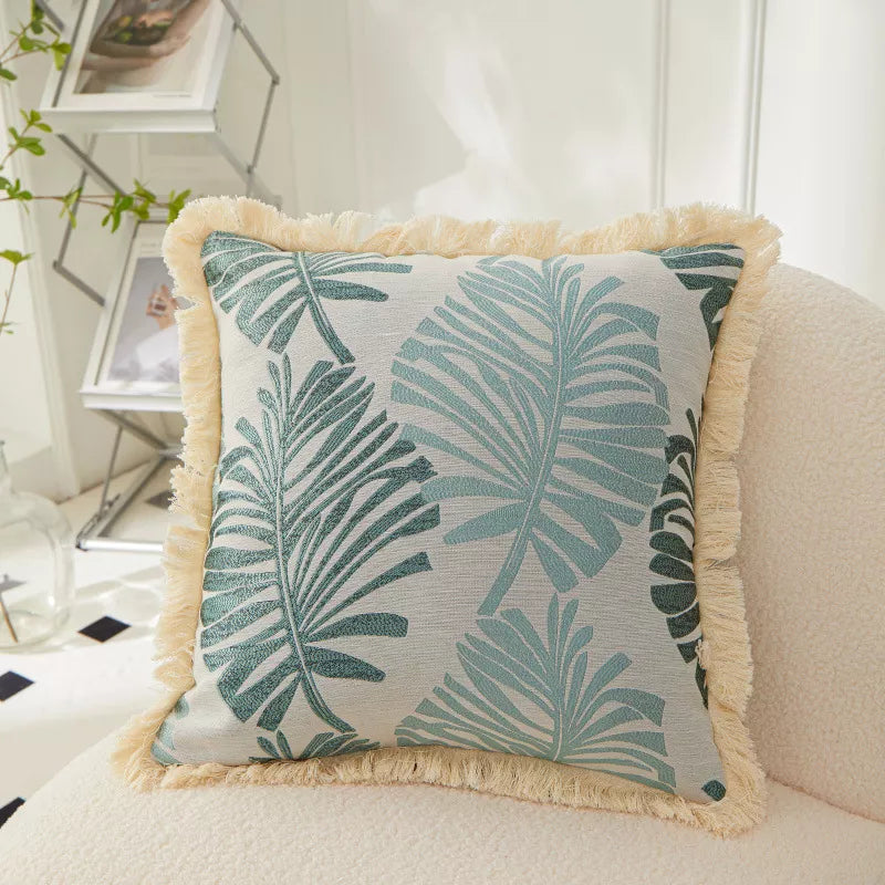 Farmhouse Fringe Throw Pillow Covers with Tassels, Set of 2