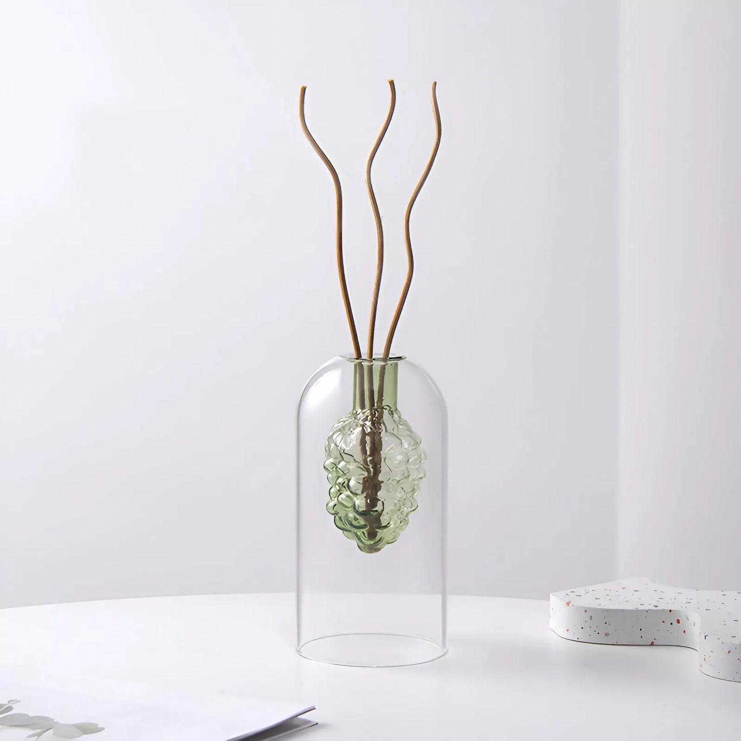 Elegant Double Glass Hydroponic Vase – Minimalist Tabletop Décor