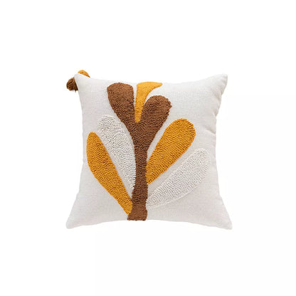 Retro Geometric Embroidered Cotton Canvas Pillow Cover 18x18in