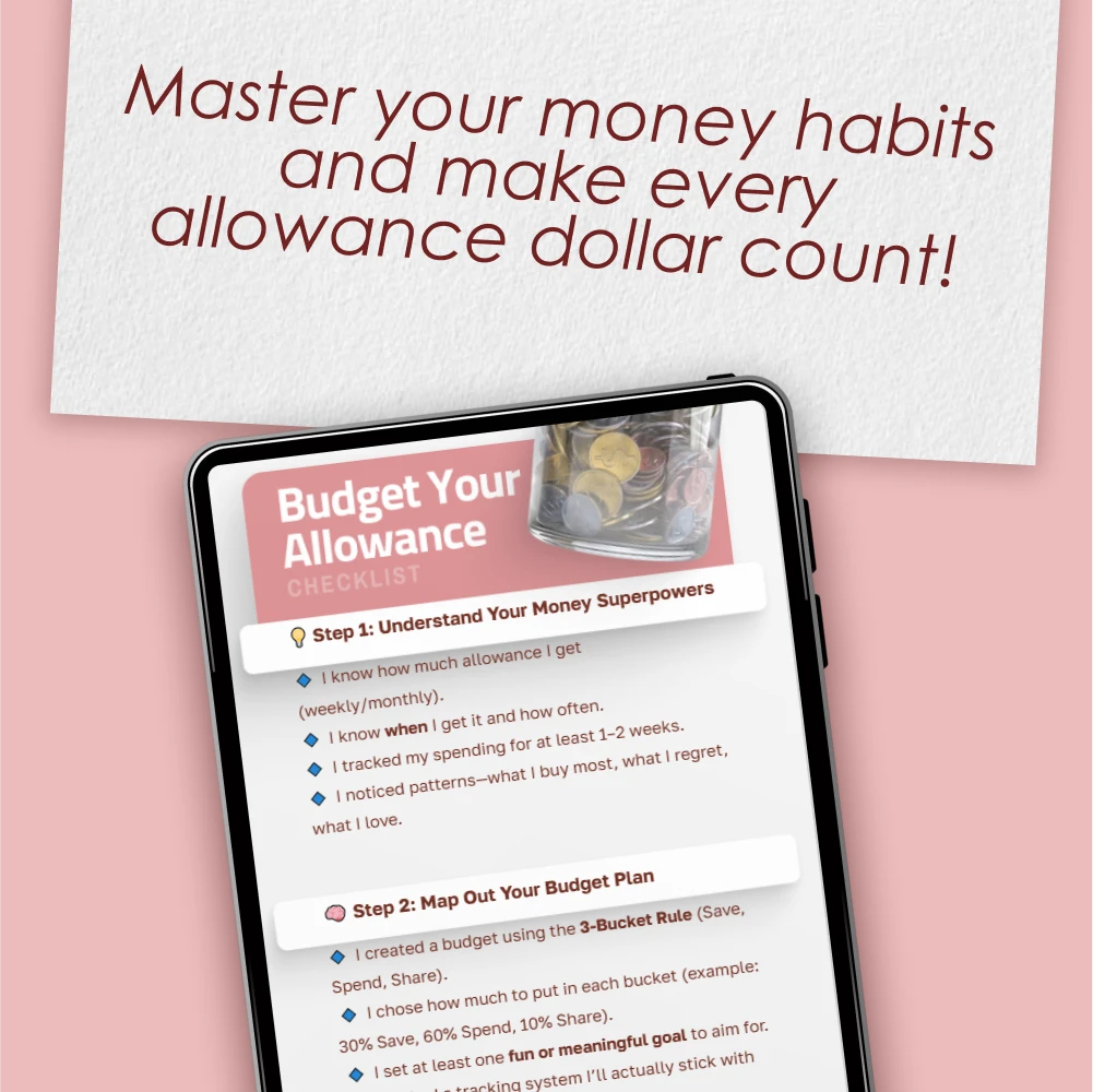 Budget Your Allowance Checklist | Digital Download for Kids & Teens | Learn How Do You Budget Your Allowance | Printable Money Management Tool
