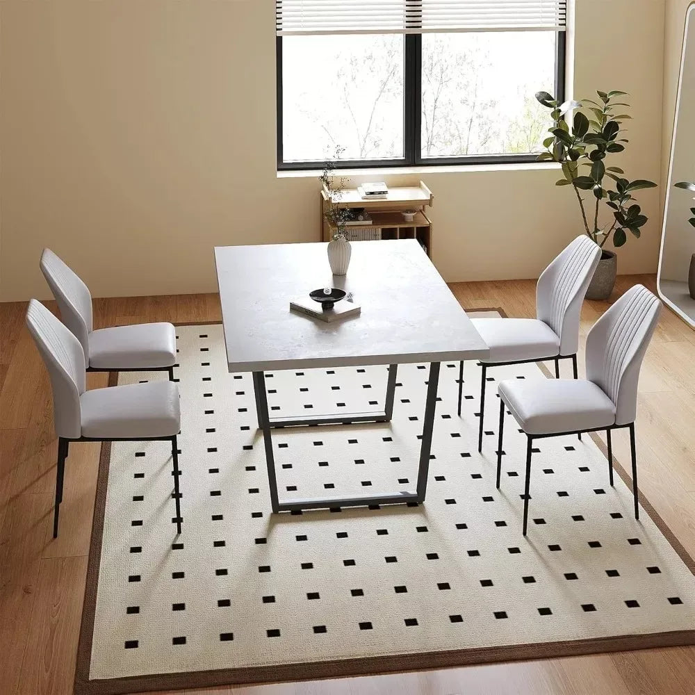 5-Piece Modern Dining Table Set with Leather Chairs - DSARD - DSARD