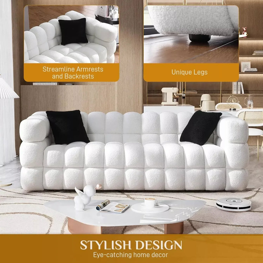 84″ Sherpa Boucle Deep Seat Sofa Couch - DSARD - DSARD