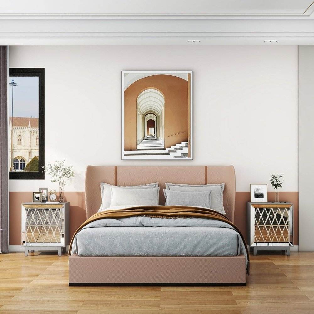 Modern Mirrored Premium Nightstands Set of 2