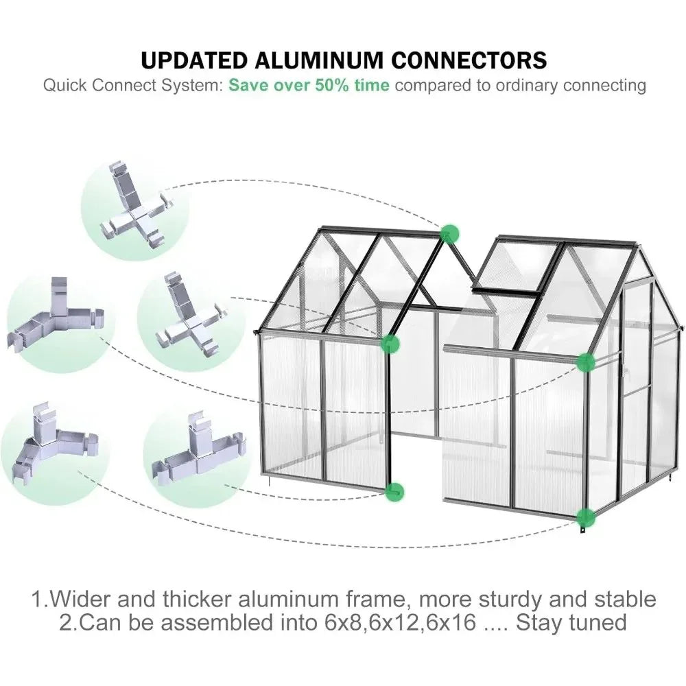 DSARD Heavy-Duty Outdoor Greenhouse with Aluminum Frame and Vent Window - DSARD