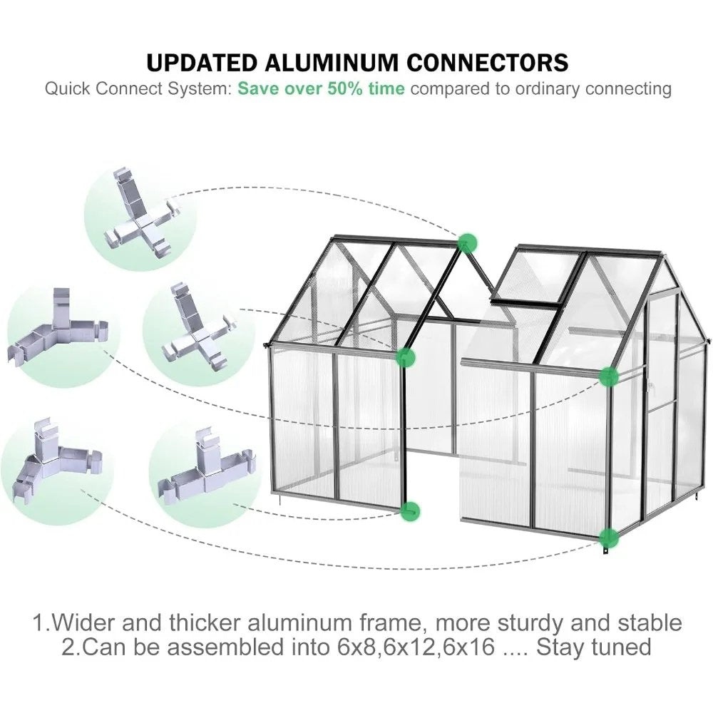DSARD Heavy-Duty Outdoor Greenhouse with Aluminum Frame and Vent Window