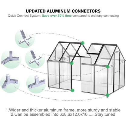 DSARD Heavy-Duty Outdoor Greenhouse with Aluminum Frame and Vent Window