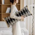 Black Geometric Jacquard Long Decorative Pillow Cover - DSARD