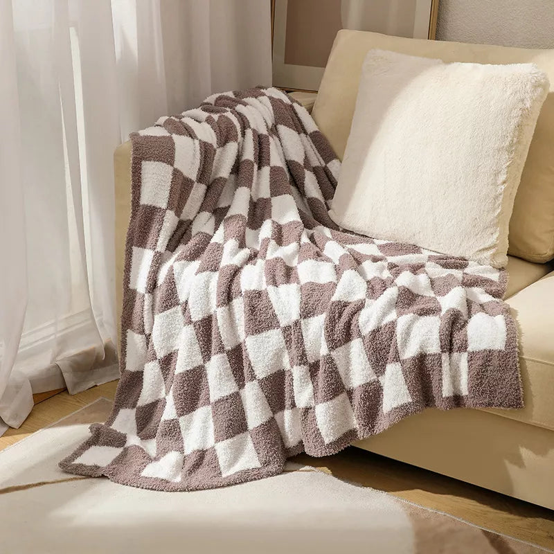 Checkerboard Plush Throw Blanket