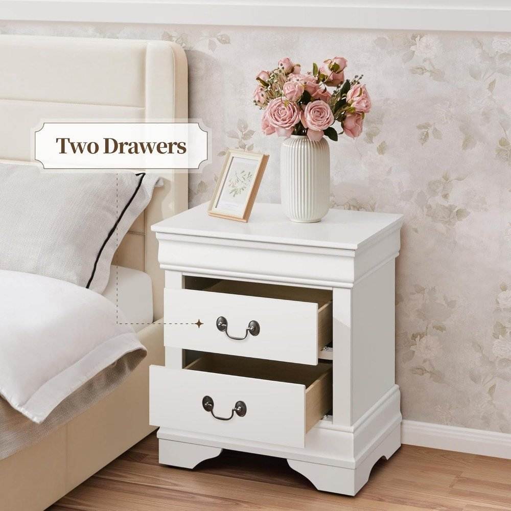 Fully Assembled 2-Drawer Wooden Premium Nightstands Set