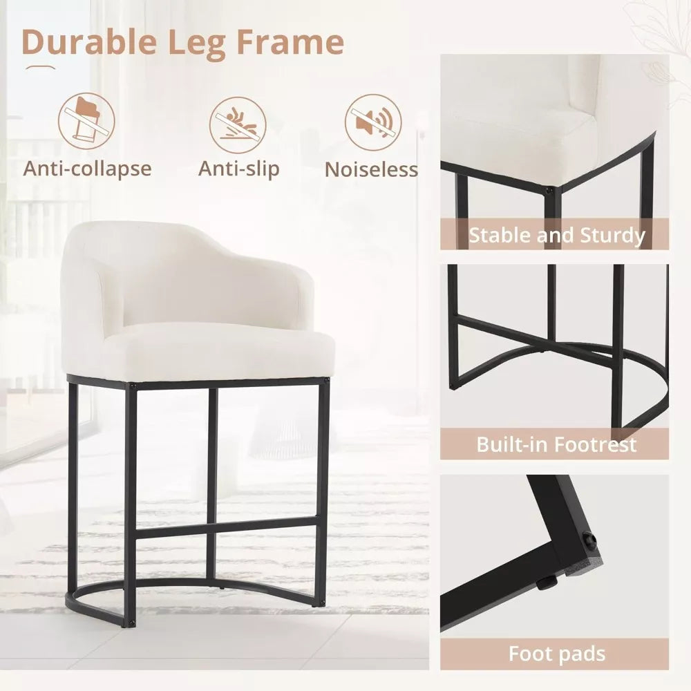 Modern 27″ Counter Height Bar Stools Set of 2 with Curved Backrest and Arms - DSARD