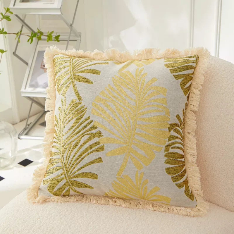 Farmhouse Fringe Throw Pillow Covers with Tassels, Set of 2 - DSARD