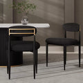 Set of 6 Black Boucle Dining Chairs with Curved Backrest and Metal Legs - DSARD