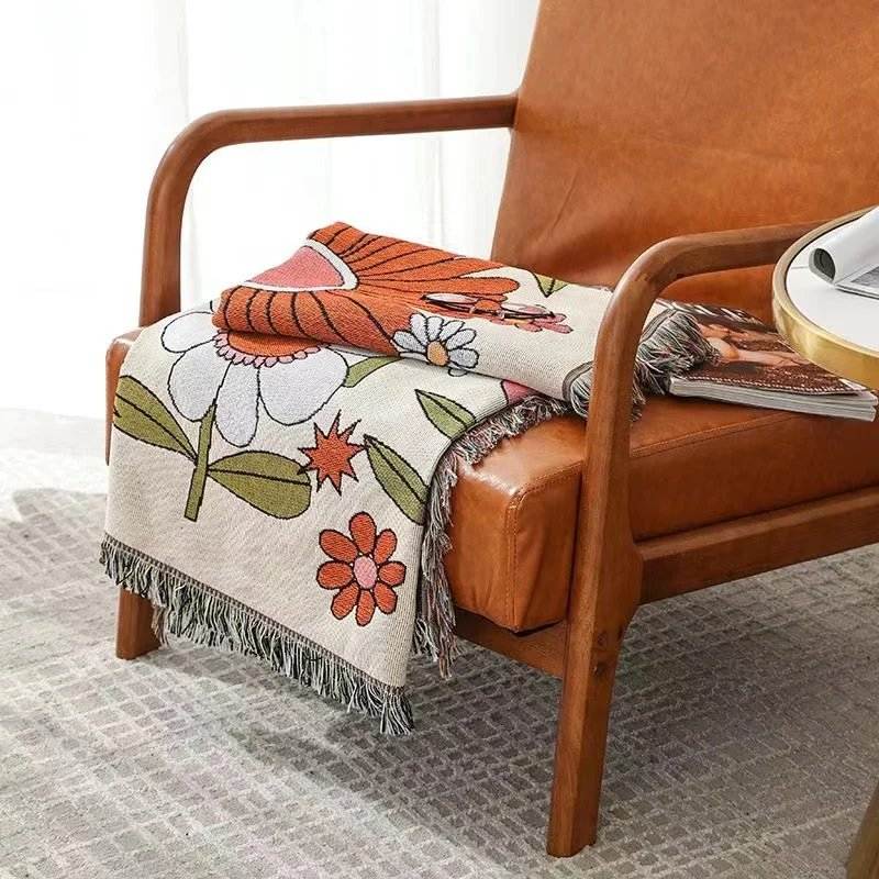 Sunflower Woven Throw Blanket – Cozy Minimalist Home Decor & Outdoor Mat