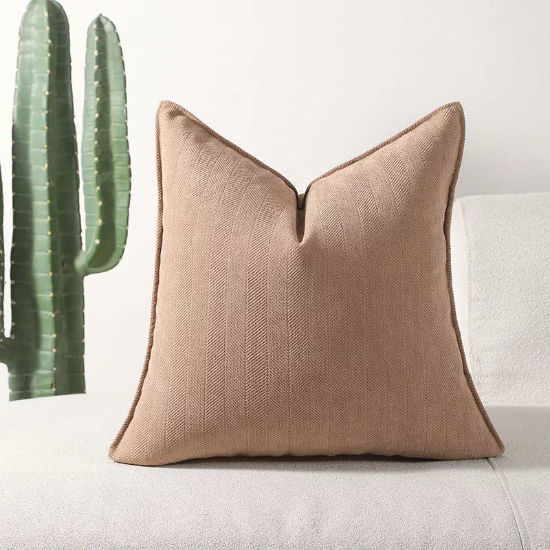 Soft Chenille Herringbone Throw Pillow Cover – Solid Color Decorative Cushion Case