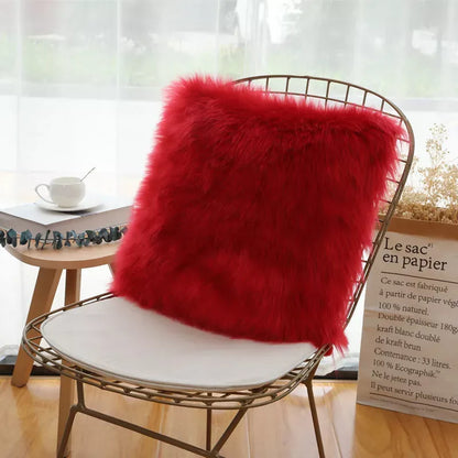 Fluffy White Plush Cushion Cover