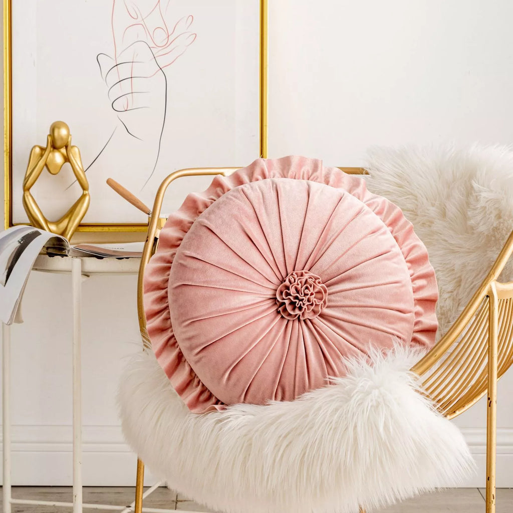 Lotus Leaf Lace Round Pillow