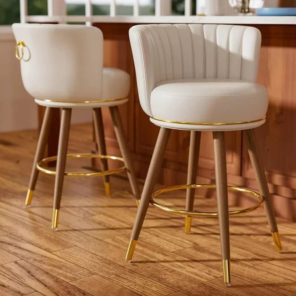 Swivel Bar Stools Set of 2, Counter Height Leather Swivel Pub Stools - DSARD