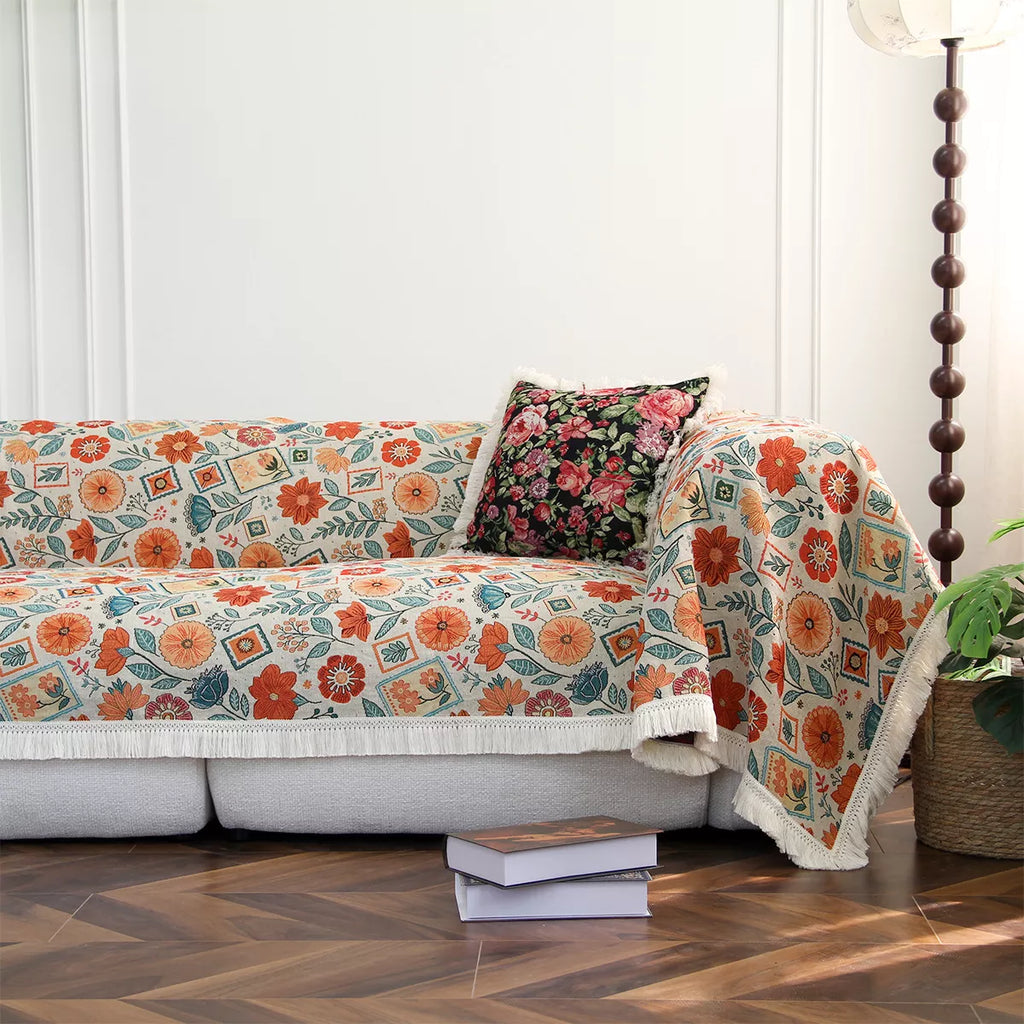 Jacquard Floral Sofa Cover – Stylish and Multifunctional Protection
