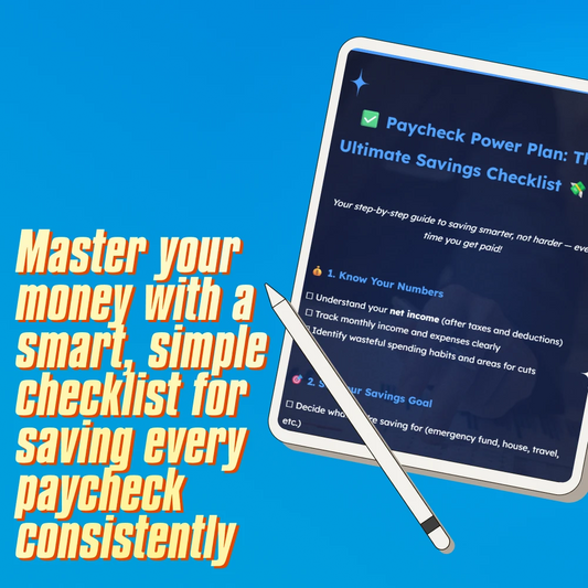 Paycheck Power Plan: The Ultimate Savings Checklist | Digital Download for How Much of Each Paycheck to Save