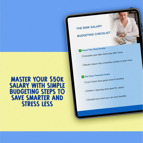 The $50K Salary Budgeting Checklist – How to Budget a 50K Salary – Instant Digital Download – Personal Finance Planner – Money Management Tool
