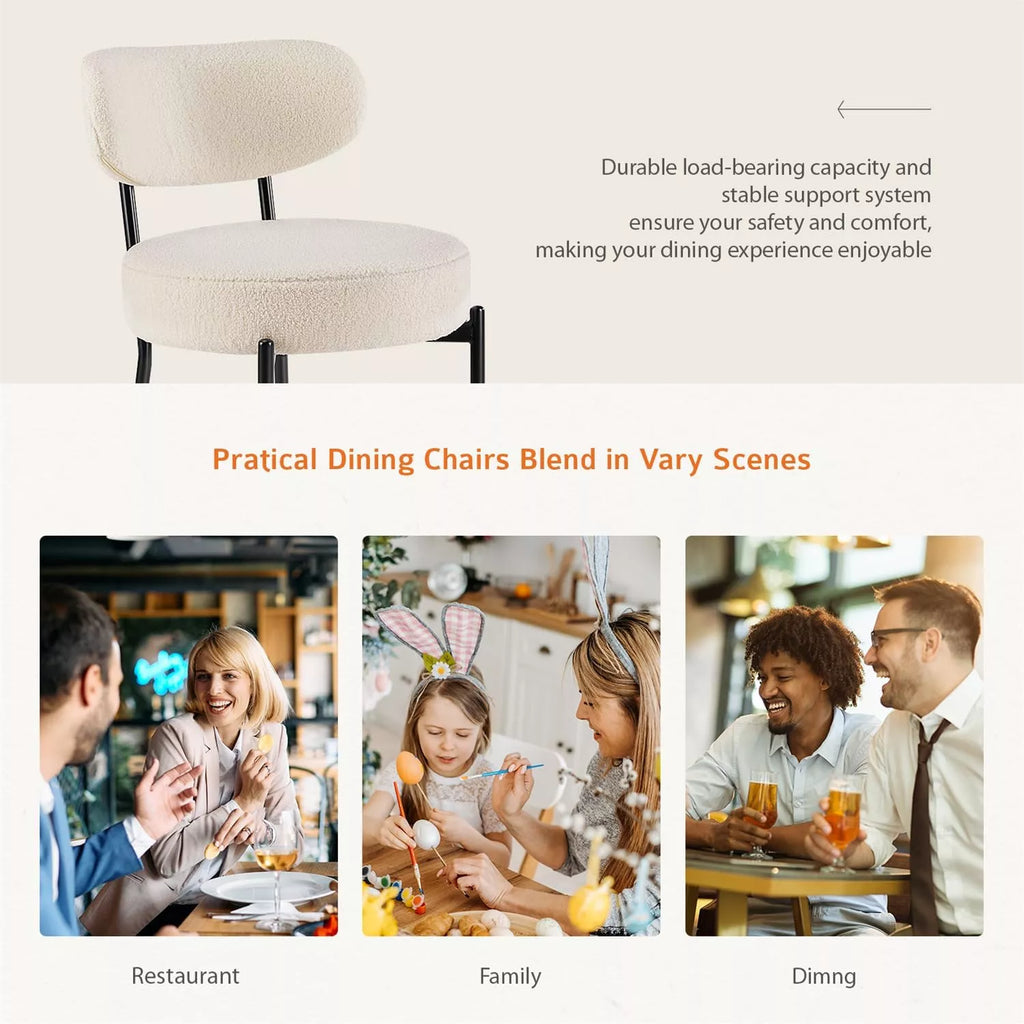 Mid-Century Modern White Upholstered Dining Chairs, Set of 2 - DSARD