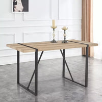 55″ Modern Wood Dining Table for 4-6 with Metal Legs – Rectangular Kitchen Table - DSARD - DSARD