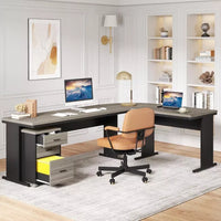 83-Inch L-Shaped Executive Office Desk with 3-Drawer File Cabinet - DSARD - DSARD